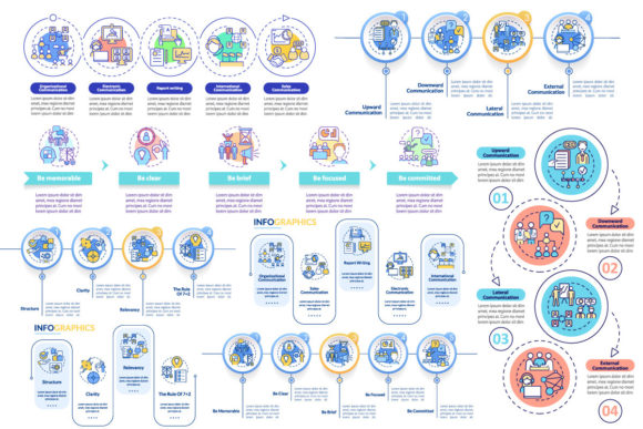 Business Communication Infographic Set Graphics Review