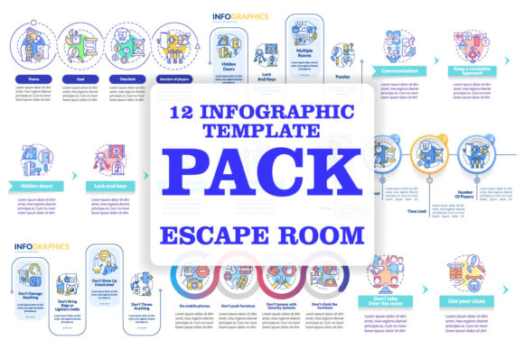 Escape Rooms Infographic Template Bundle Graphics Review