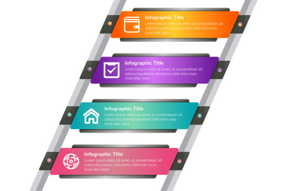 Four Steps Diagonal Infographic: Graphics Review
