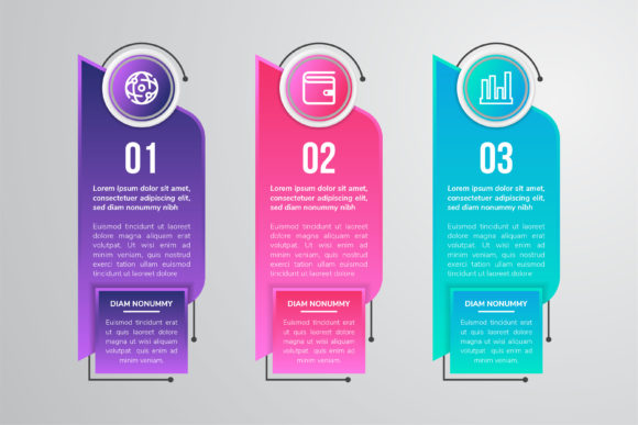 Half Hexagon Infographic Three Step Review
