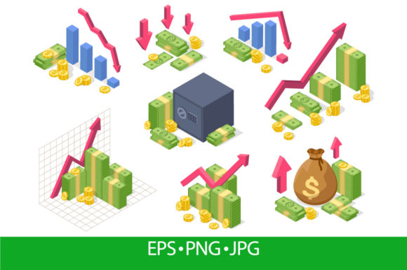 Money Isometric Chart Graphics for Finance Infographics