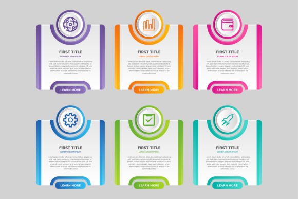 Six Infographic Circle Rectangle Graphics for Branding