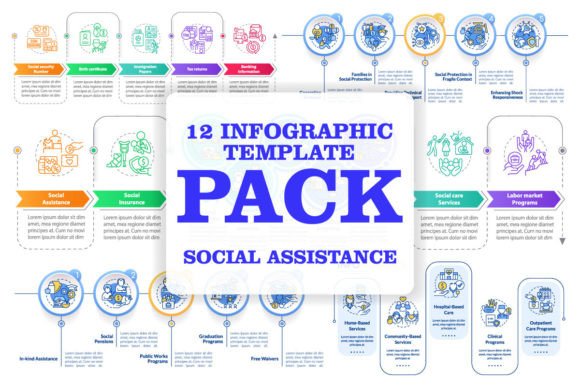 Social Assistance Infographic Templates: Editorial Graphics