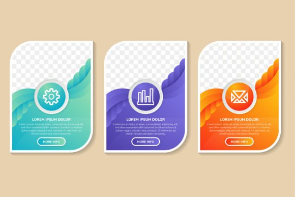 Three Curve Element Banner: Graphics & Infographics Review