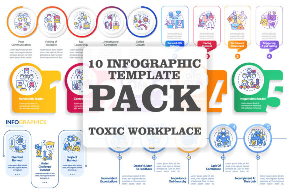 Toxic Workplace Infographic Template Set Graphics Review