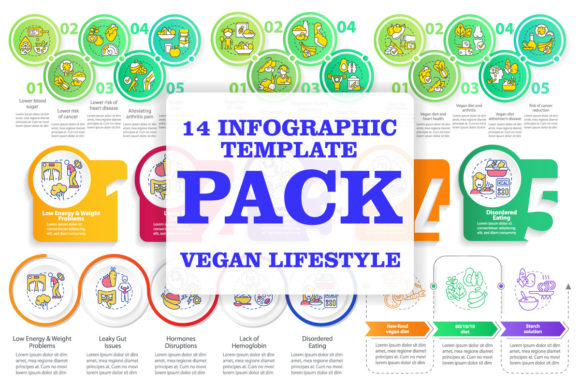 Vegan Lifestyle Infographic Template Set Graphics Review